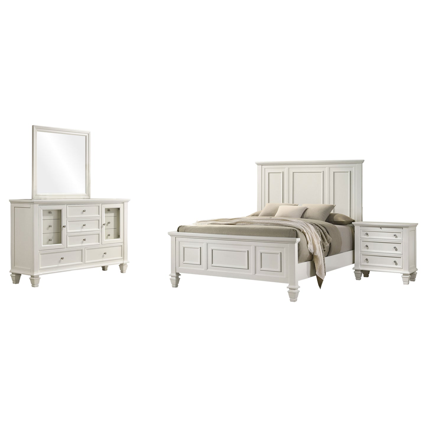 Sandy Beach 4-piece Eastern King Bedroom Set Cream White