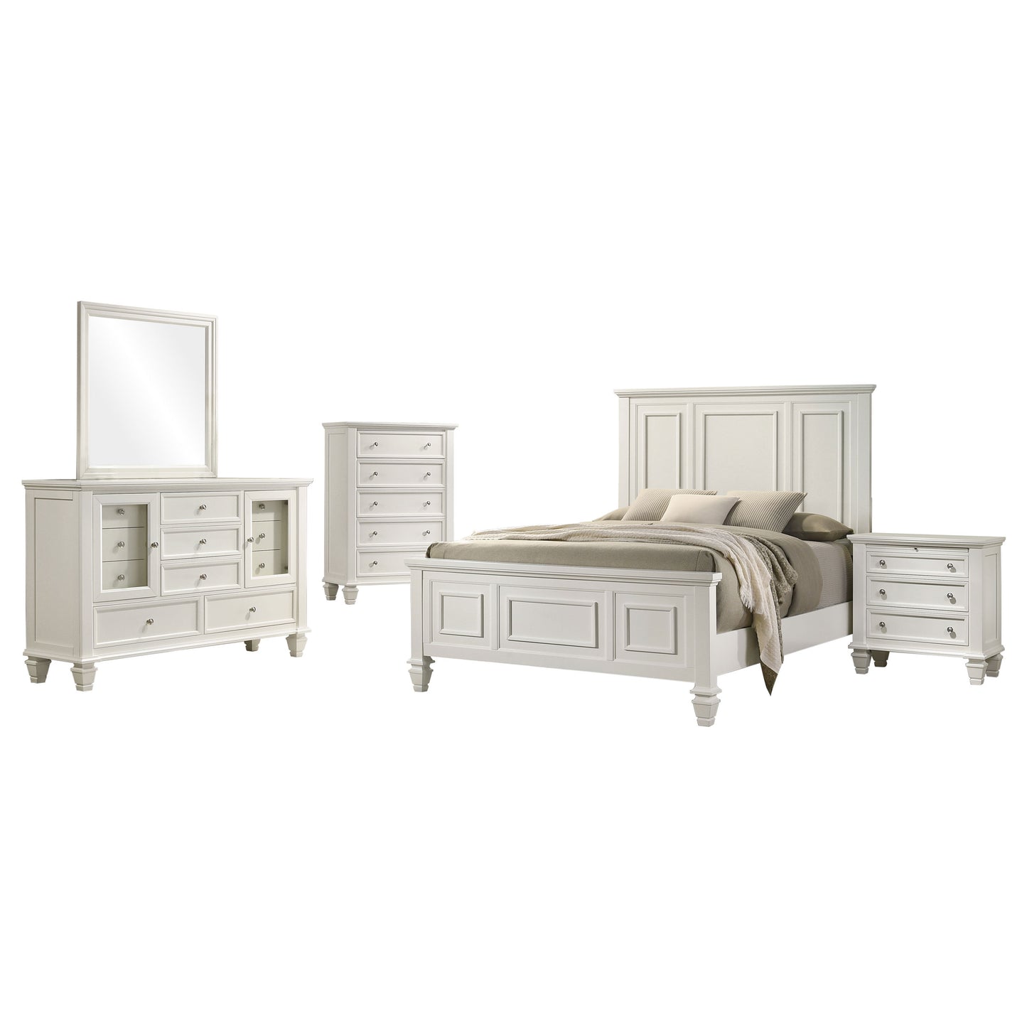 Sandy Beach 5-piece Eastern King Bedroom Set Cream White