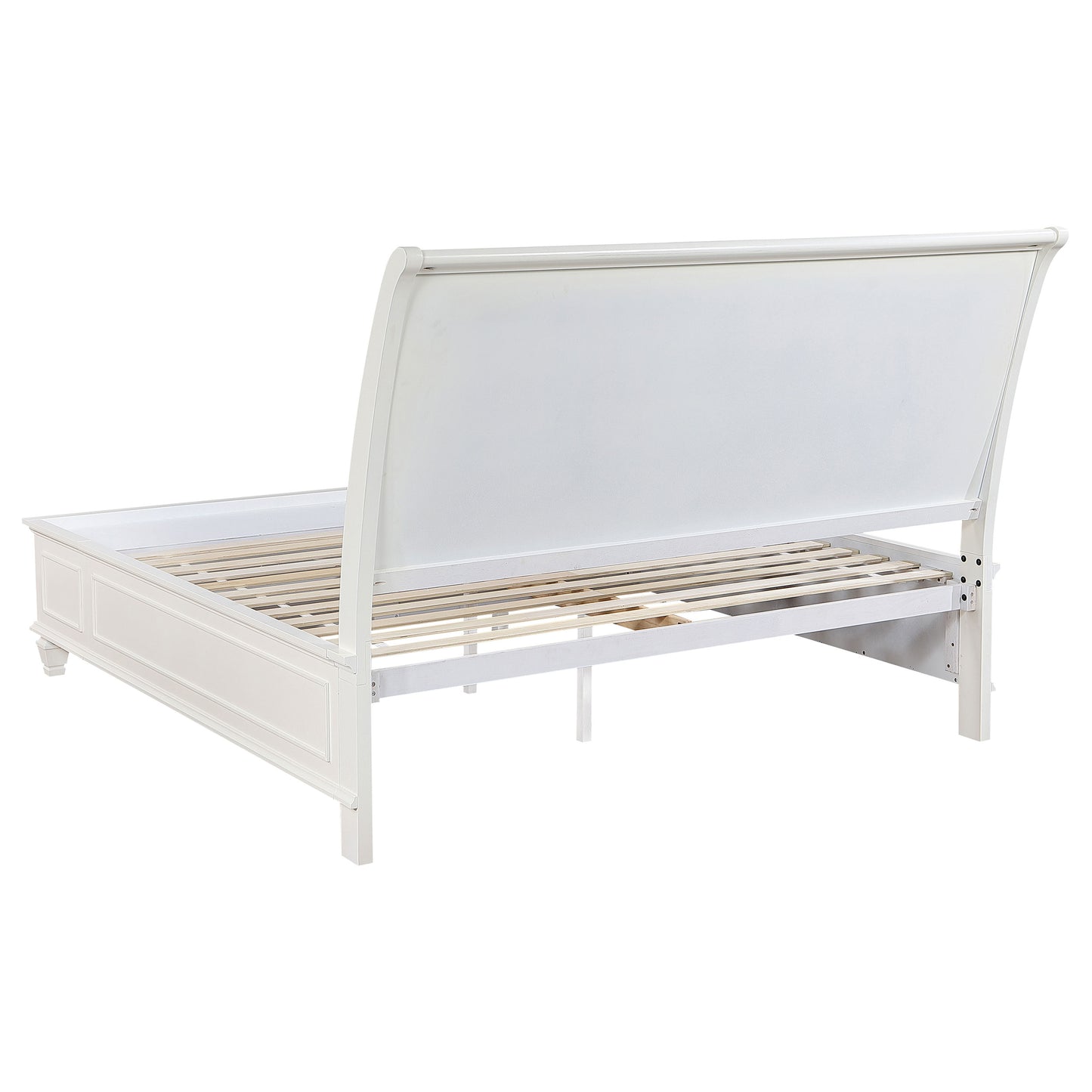Sandy Beach Wood Eastern King Storage Panel Bed Cream White