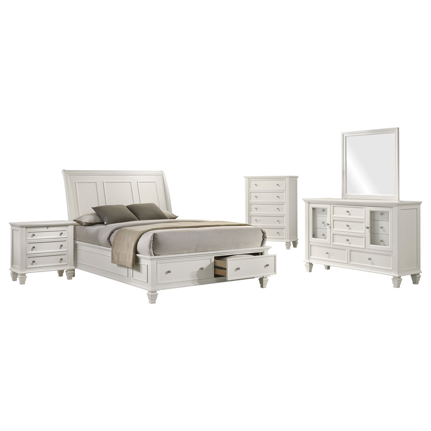Sandy Beach 5-piece Queen Bedroom Set Cream White