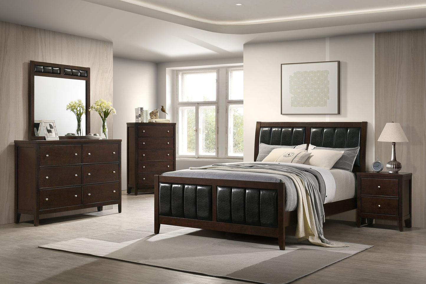 Carlton Wood Eastern King Panel Bed Cappuccino