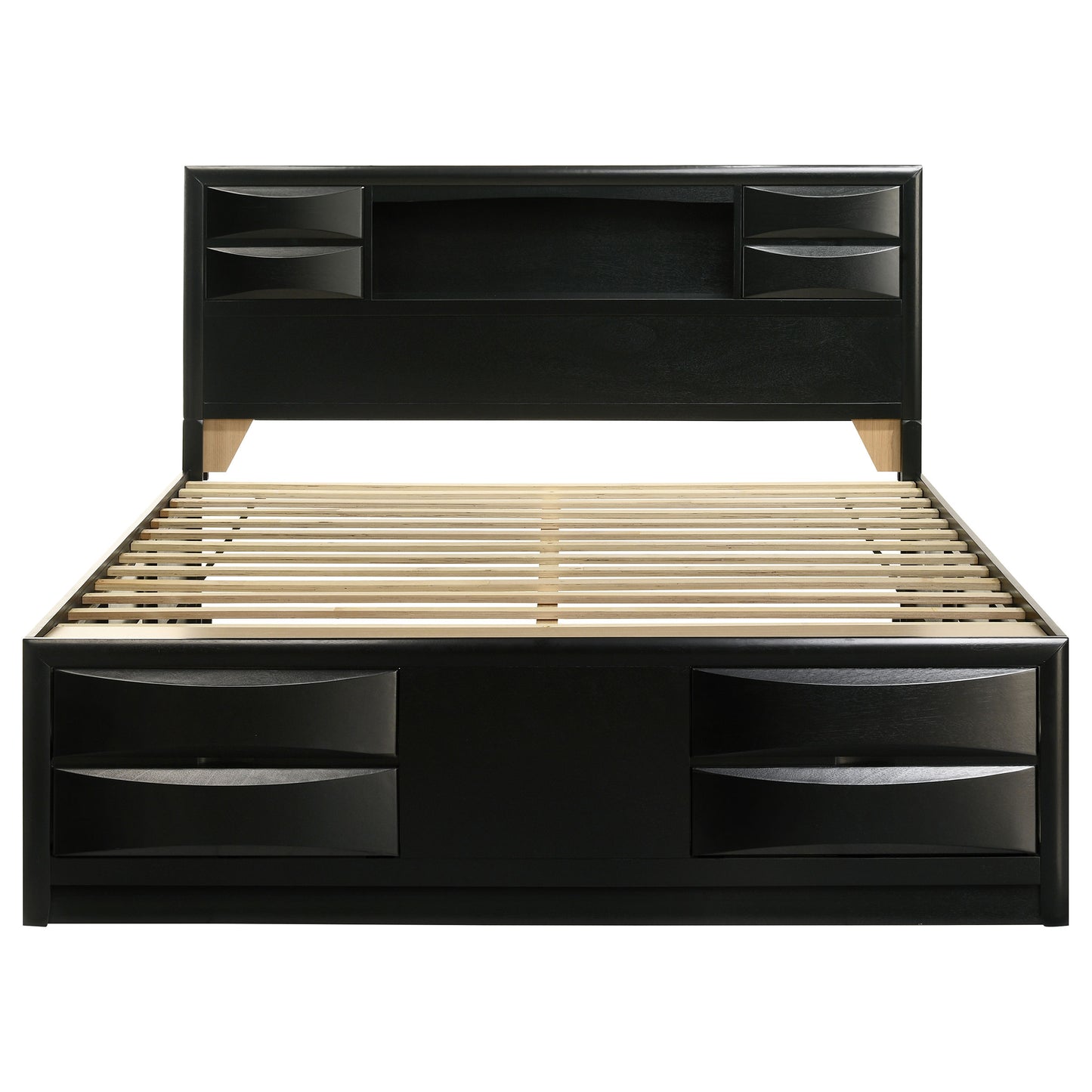 Briana Wood California King Storage Bookcase Bed Black