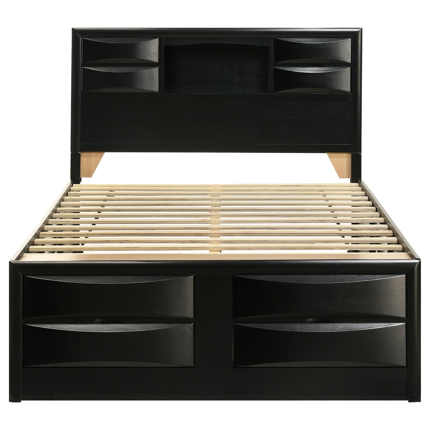 Briana Wood Queen Storage Bookcase Bed Black