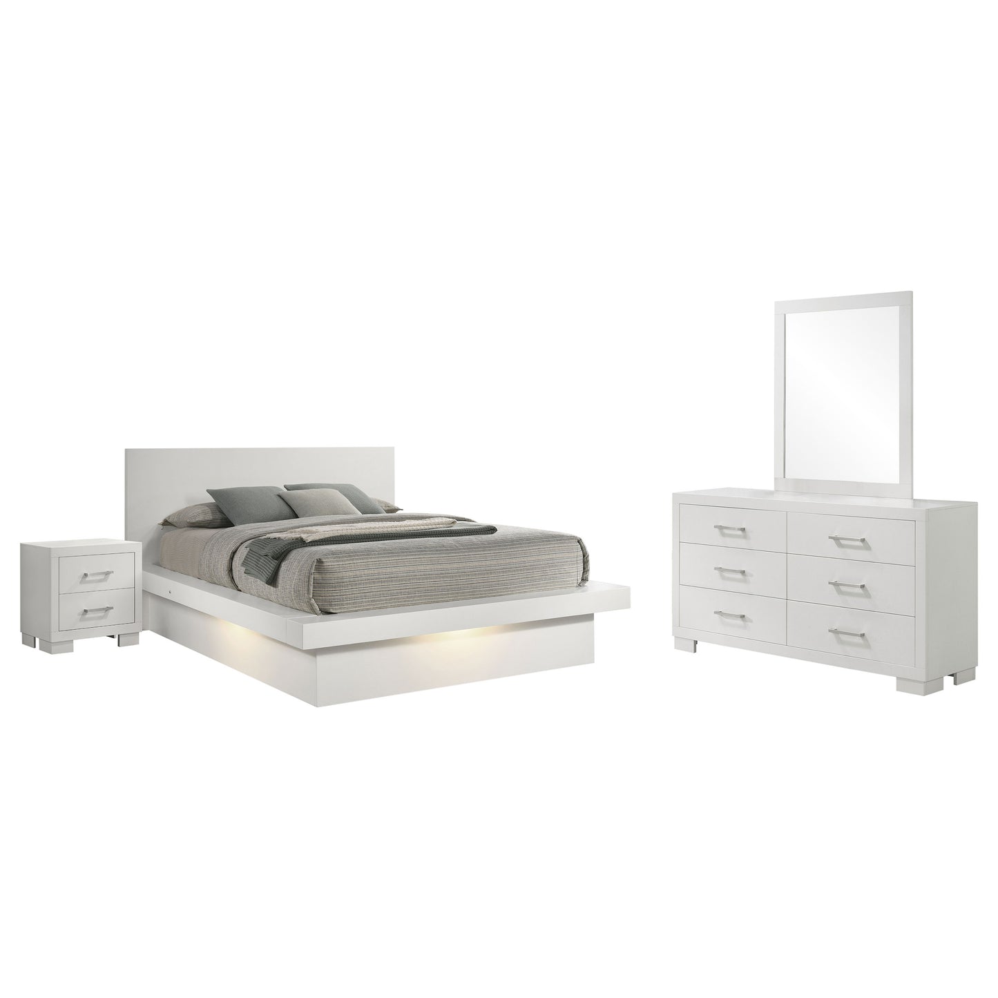 Jessica 4-piece Queen LED Bedroom Set Snow White