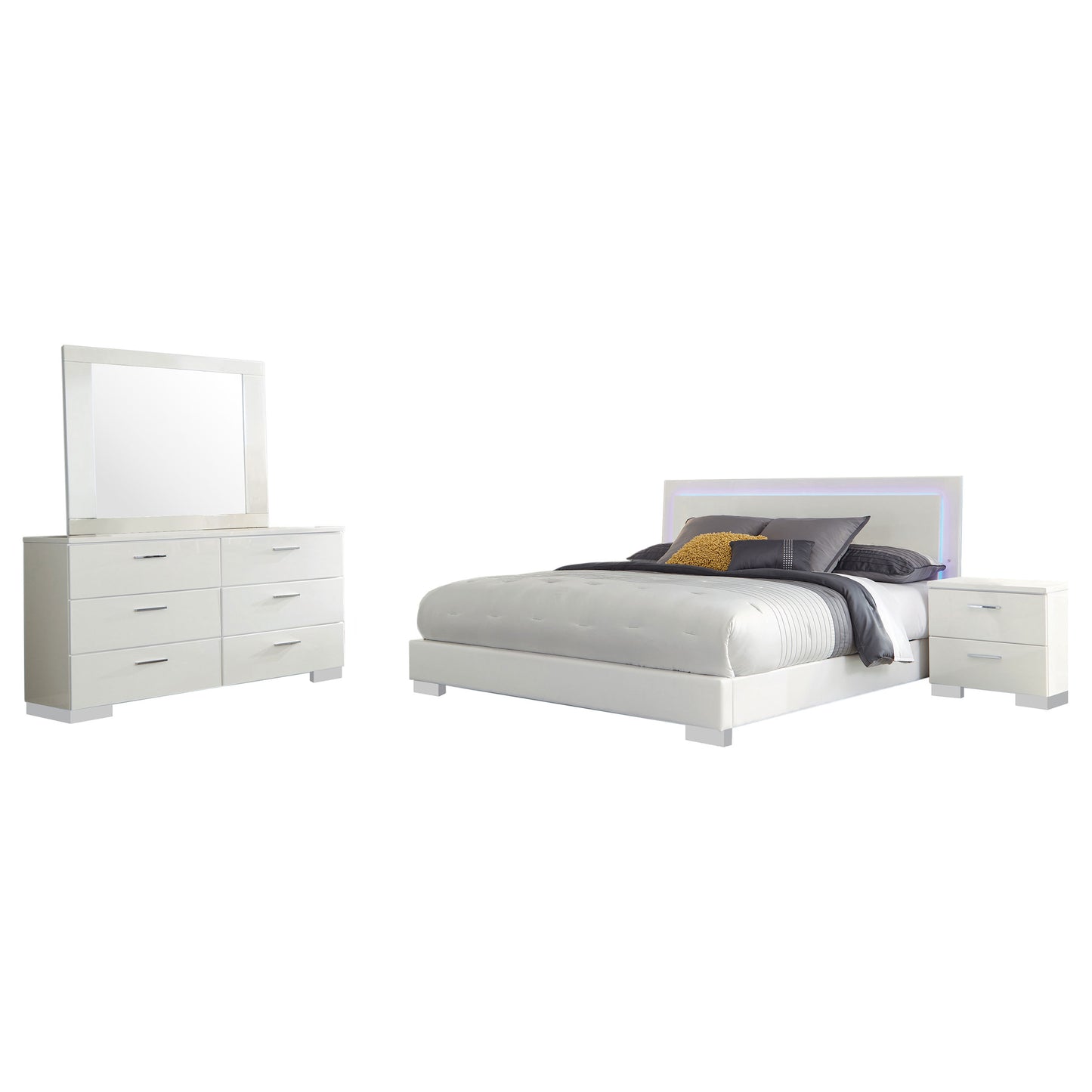 Felicity 4-piece California King Bedroom Set White Gloss