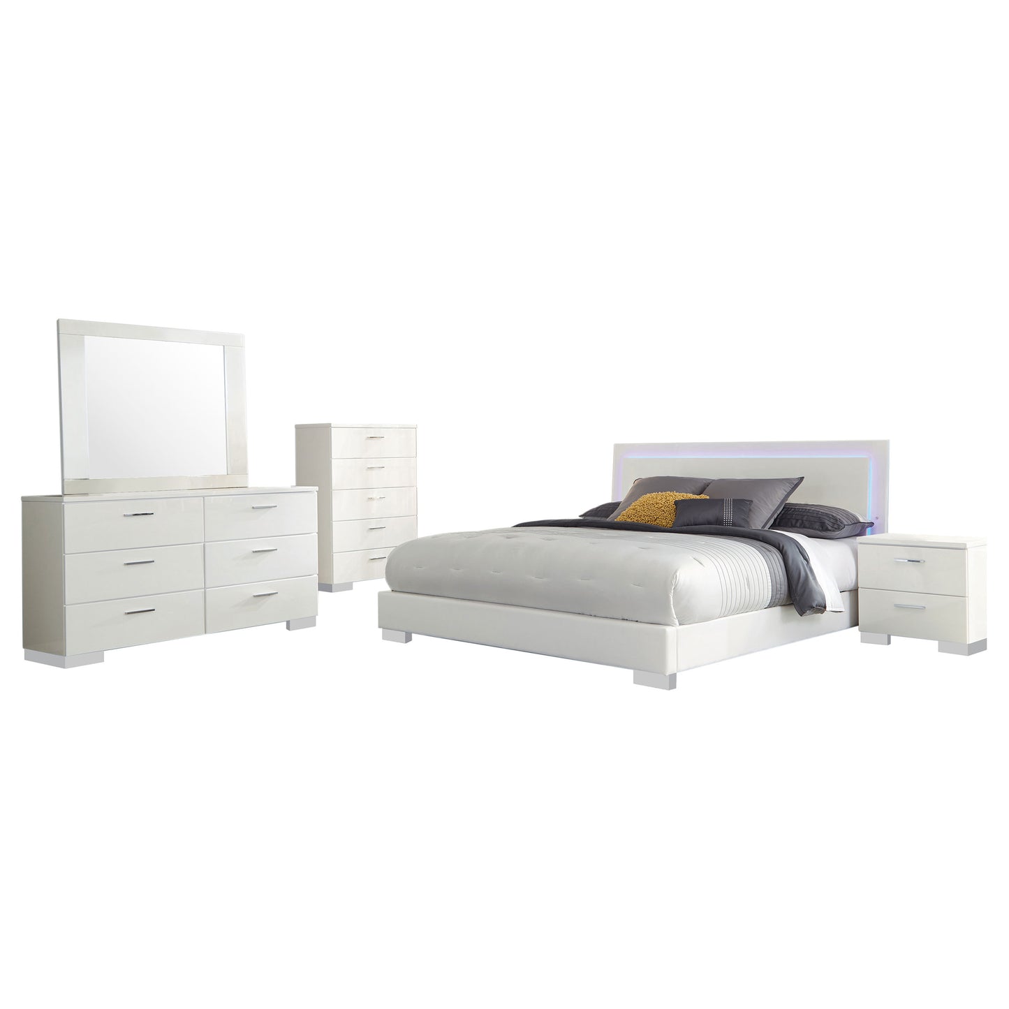 Felicity 5-piece California King Bedroom Set White Gloss
