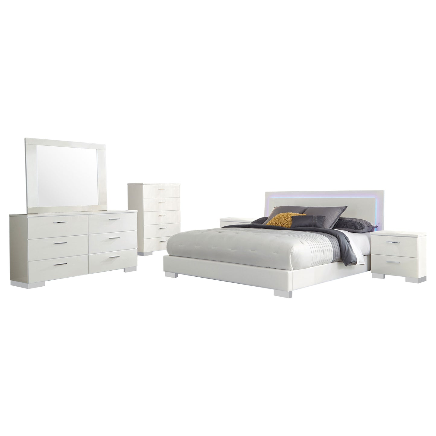 Felicity 6-piece Queen Bedroom Set White High Gloss