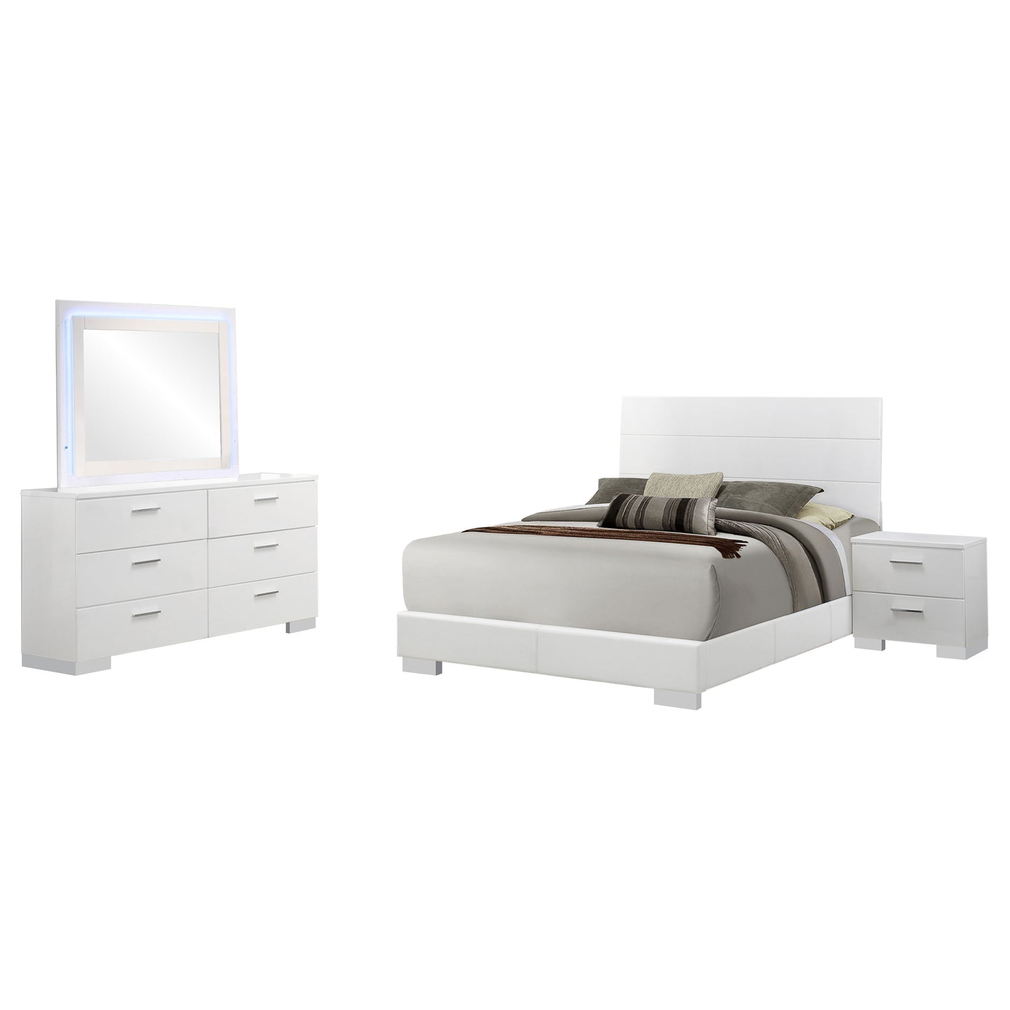 Felicity 4-piece Eastern King Bedroom Set White High Gloss
