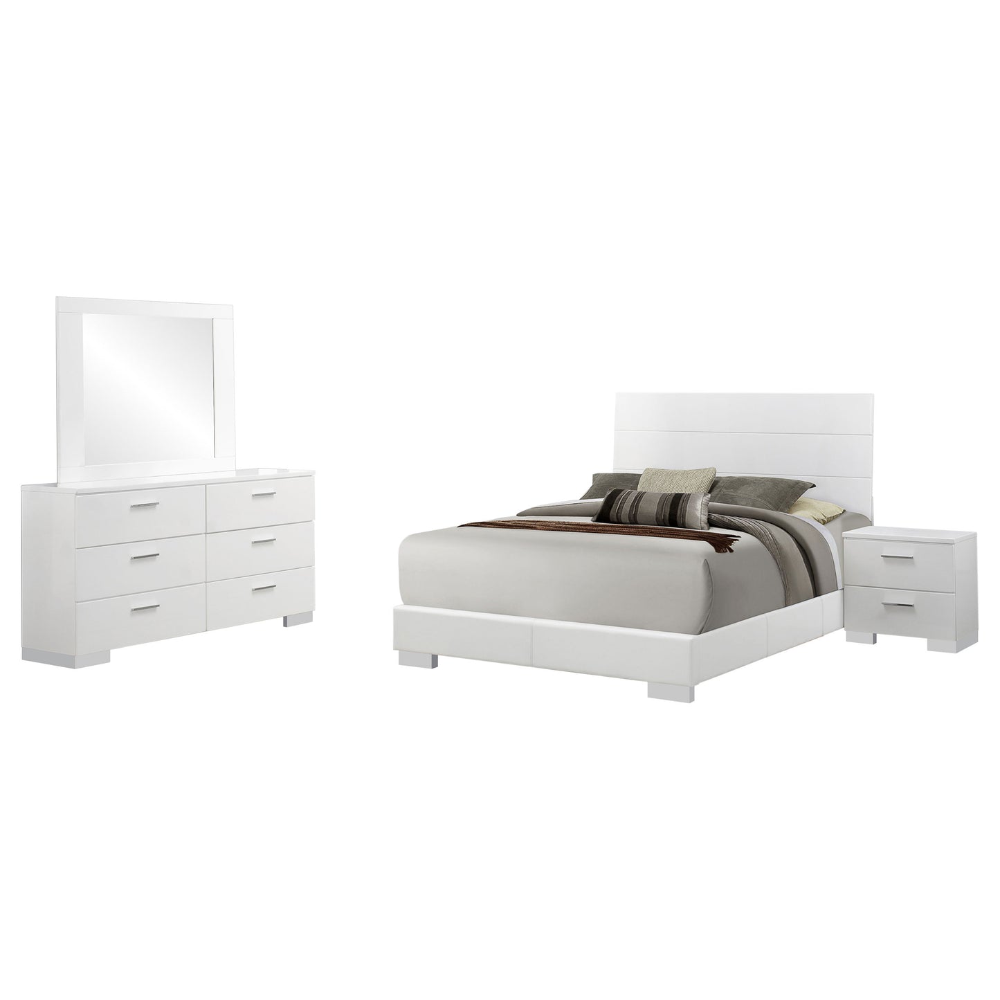 Felicity 4-piece California King Bedroom Set White Gloss