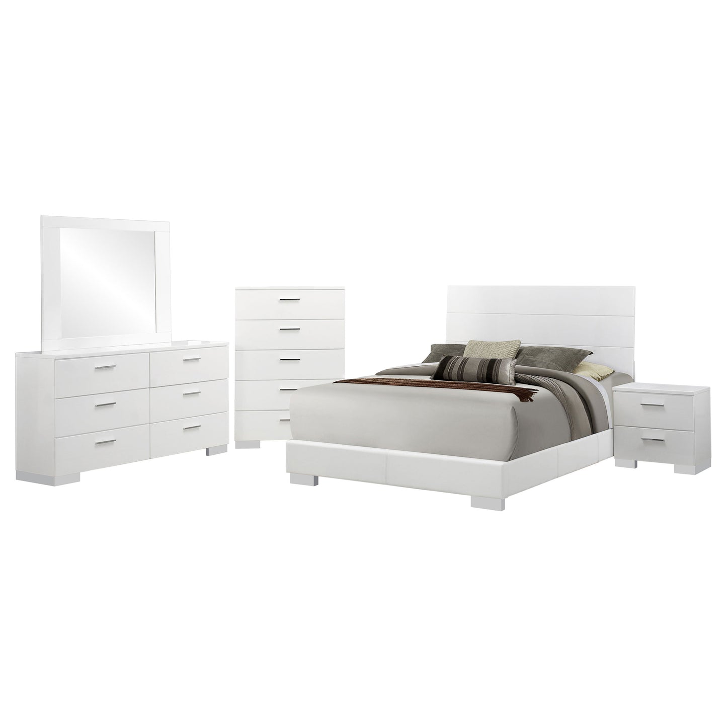 Felicity 5-piece California King Bedroom Set White Gloss