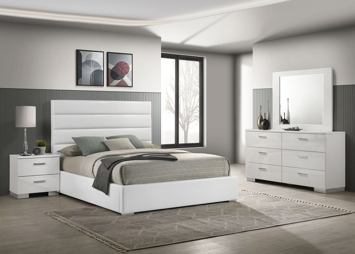 Felicity 4-piece California King Bedroom Set White High Gloss