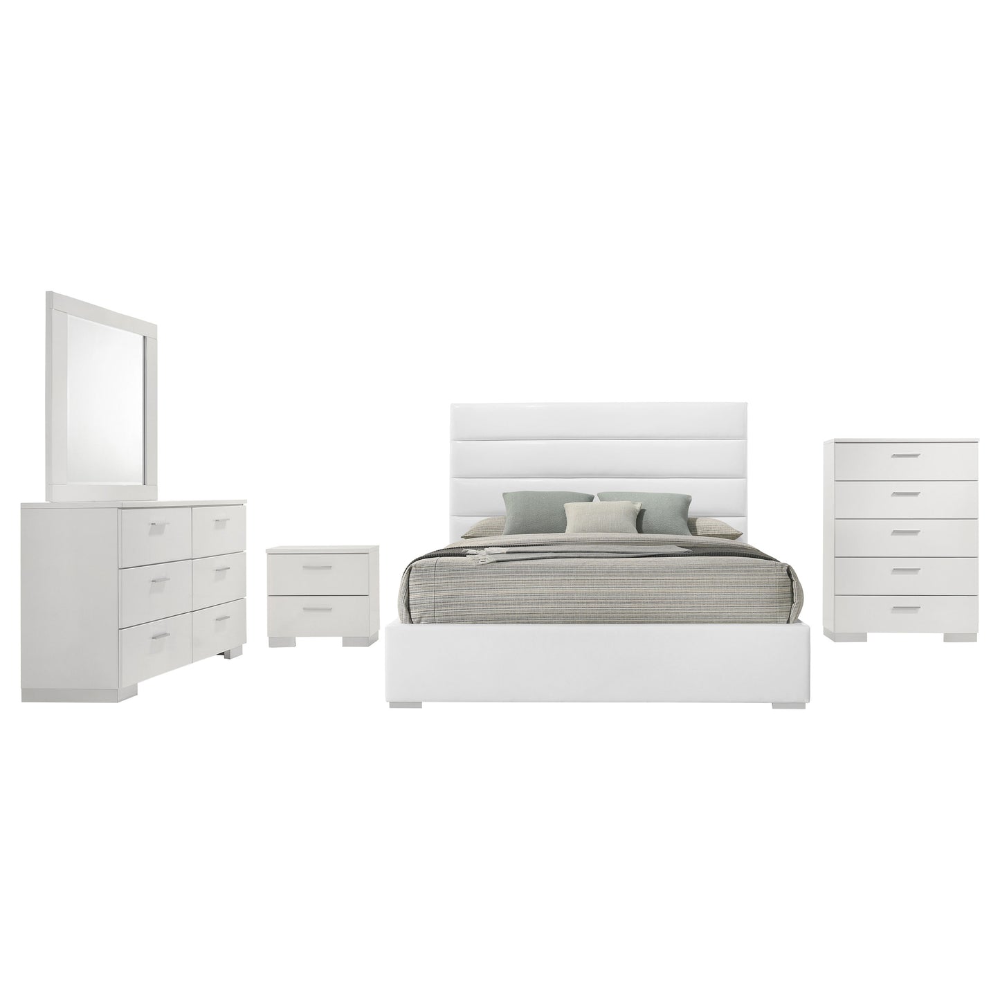 Felicity 5-piece California King Bedroom Set White High Gloss