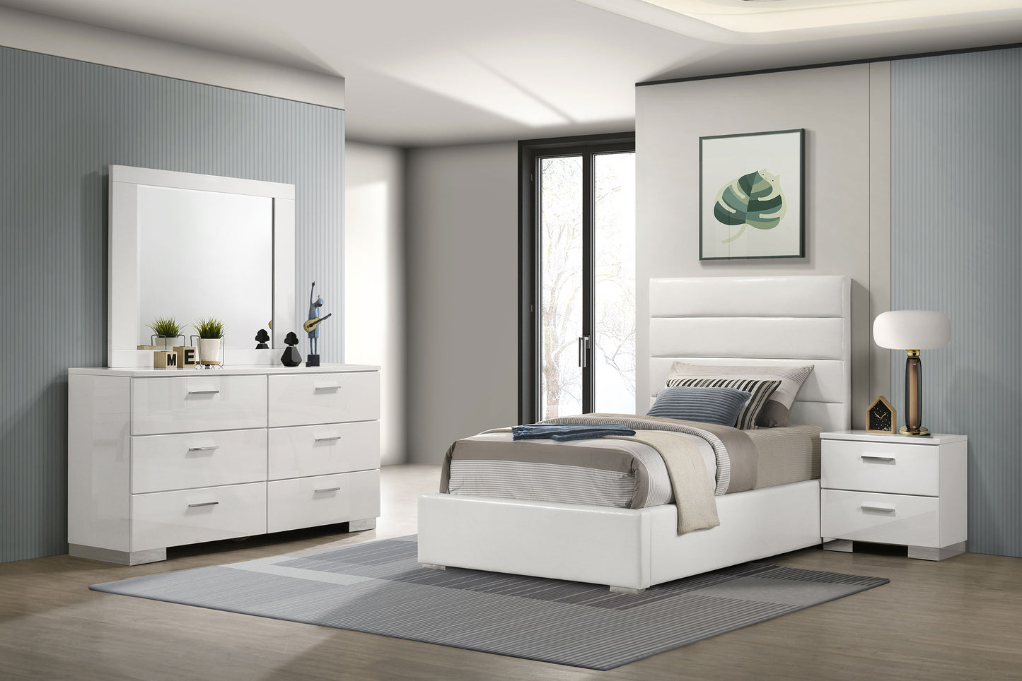 Felicity 4-piece Twin Bedroom Set White High Gloss