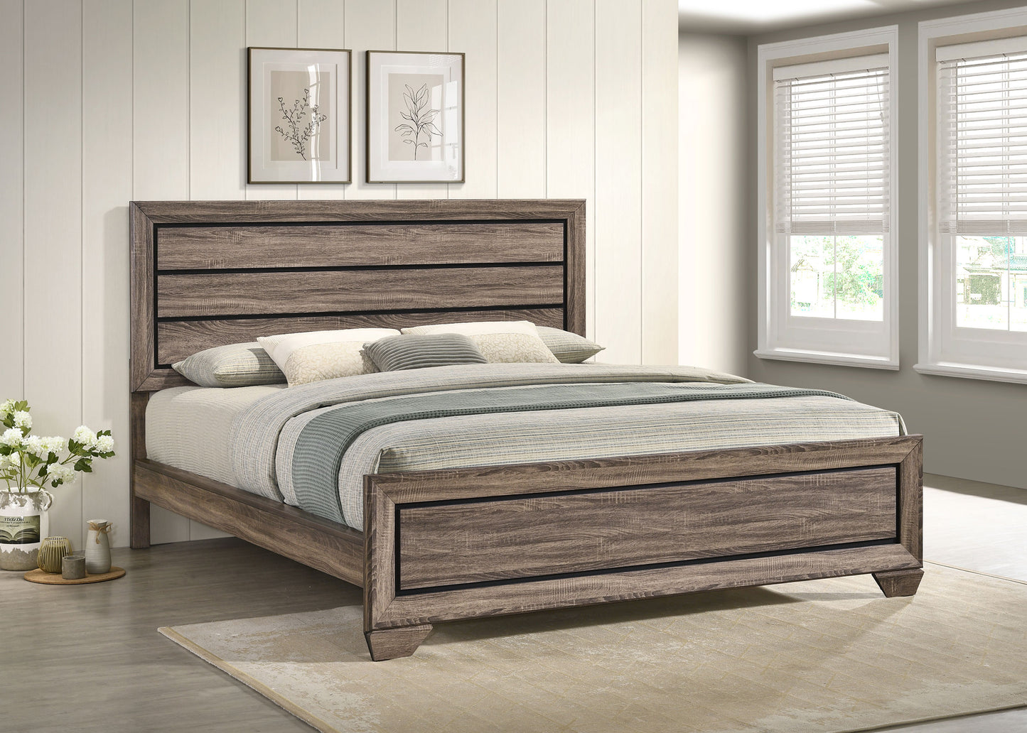 Kauffman Wood California King Panel Bed Washed Taupe