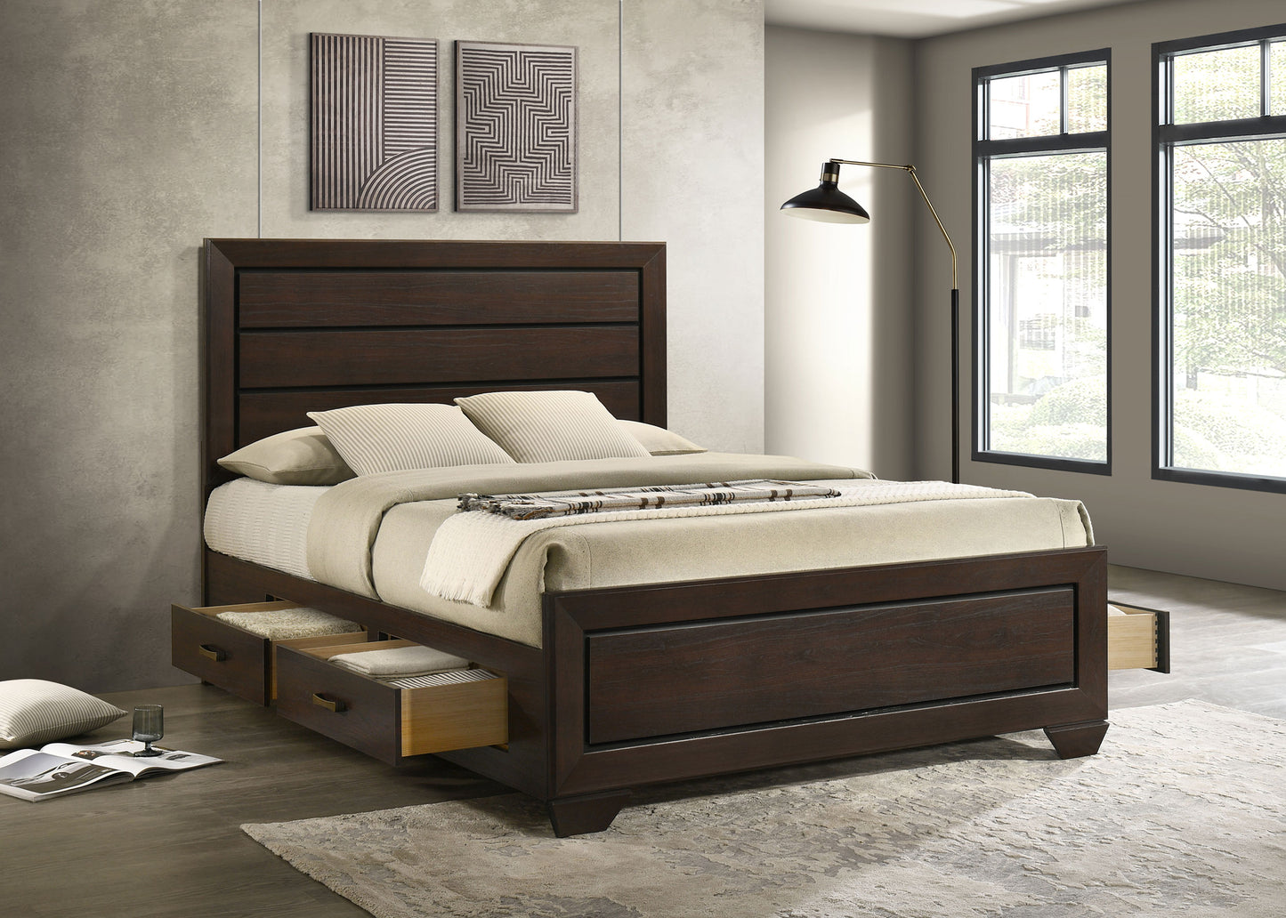 Kauffman Wood Queen Storage Panel Bed Dark Cocoa