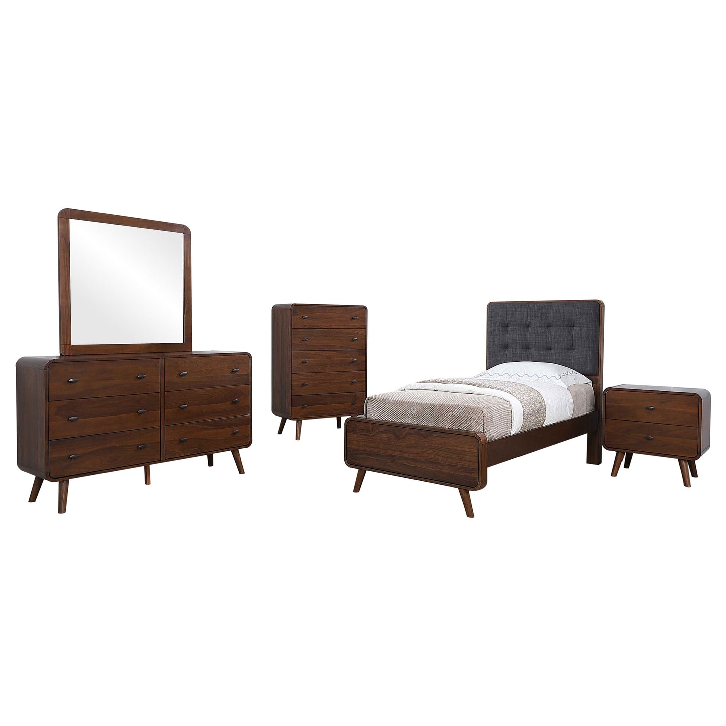 Robyn 5-piece Twin Bedroom Set Dark Walnut