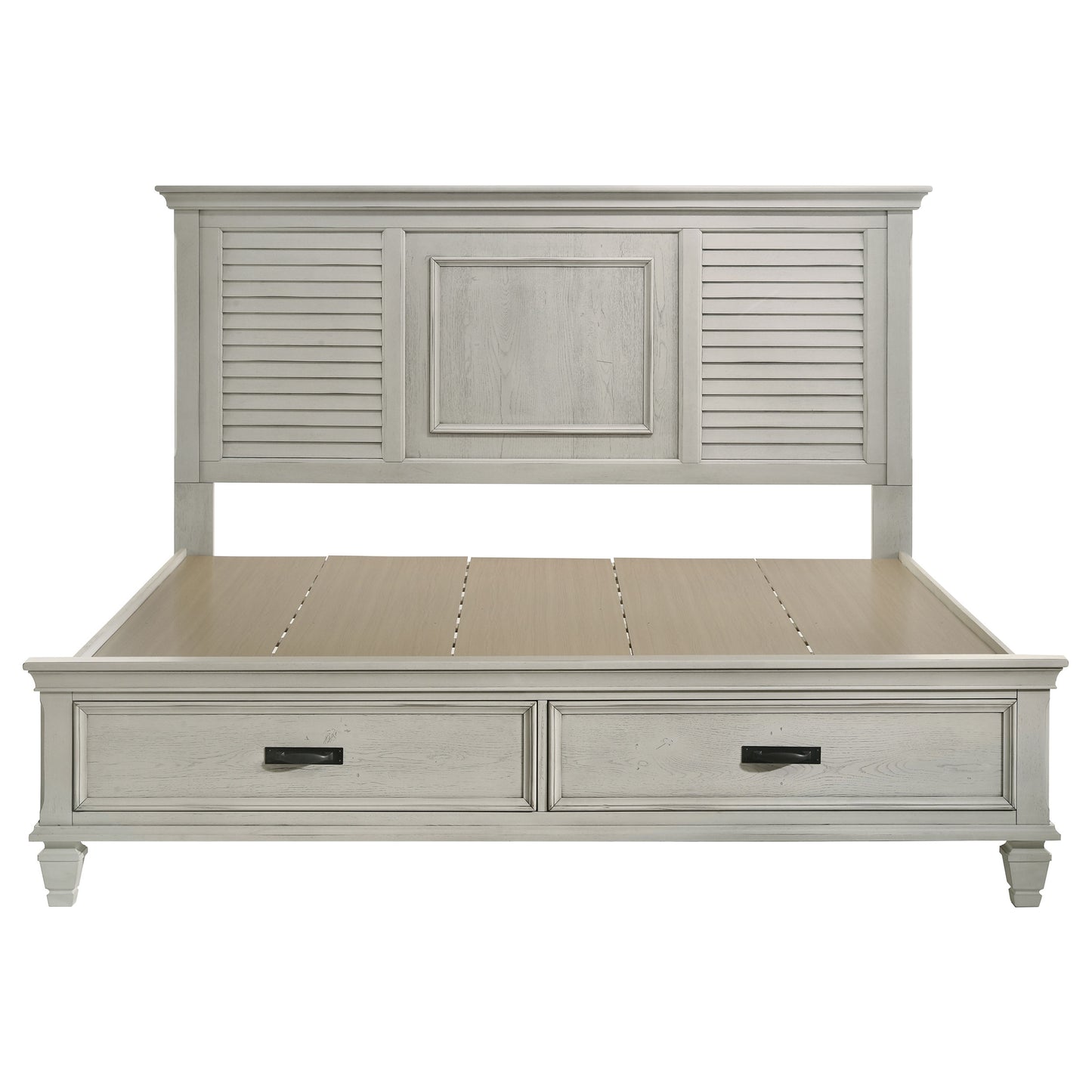 Franco Wood Eastern King Storage Panel Bed Distressed White