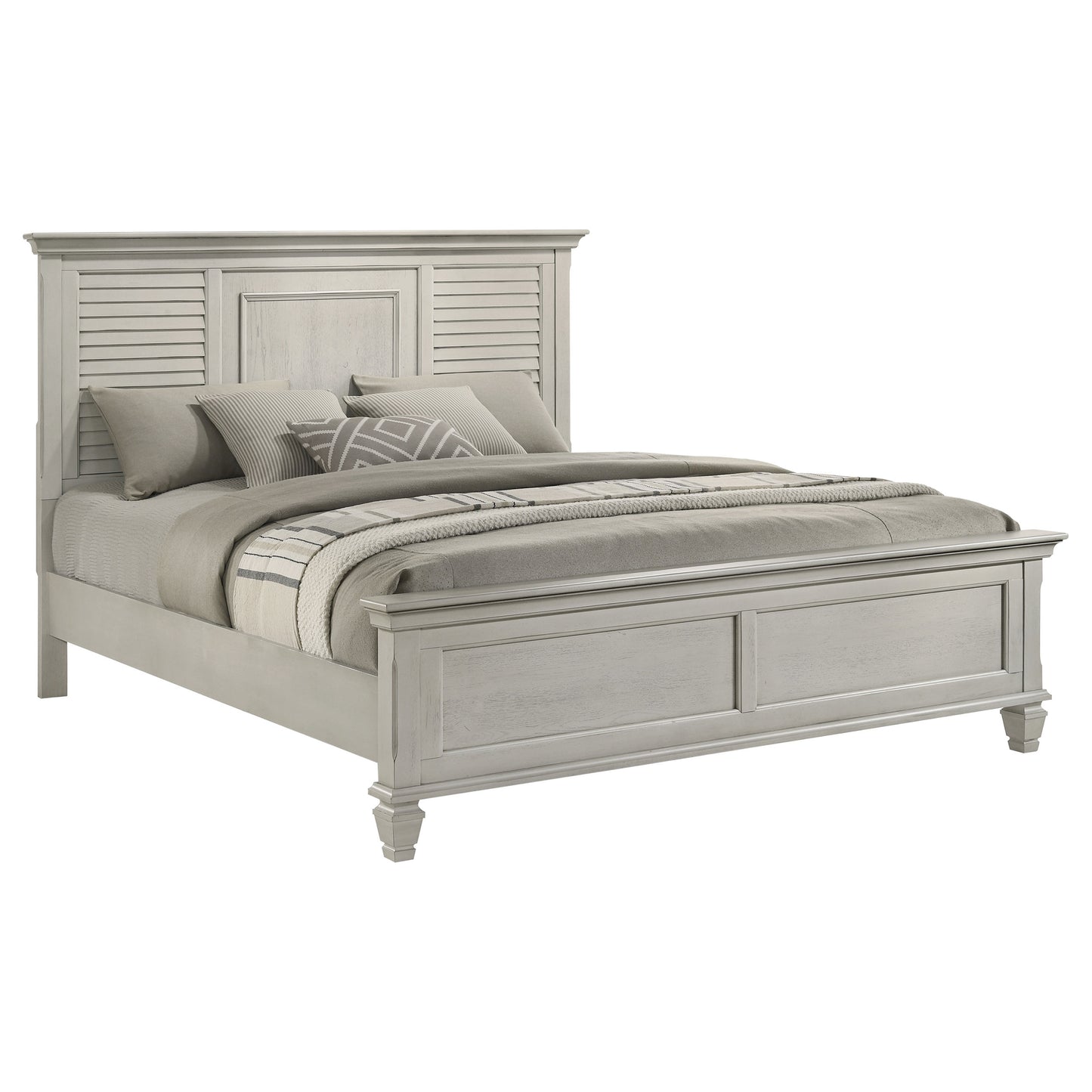 Franco Wood Eastern King Panel Bed Distressed White