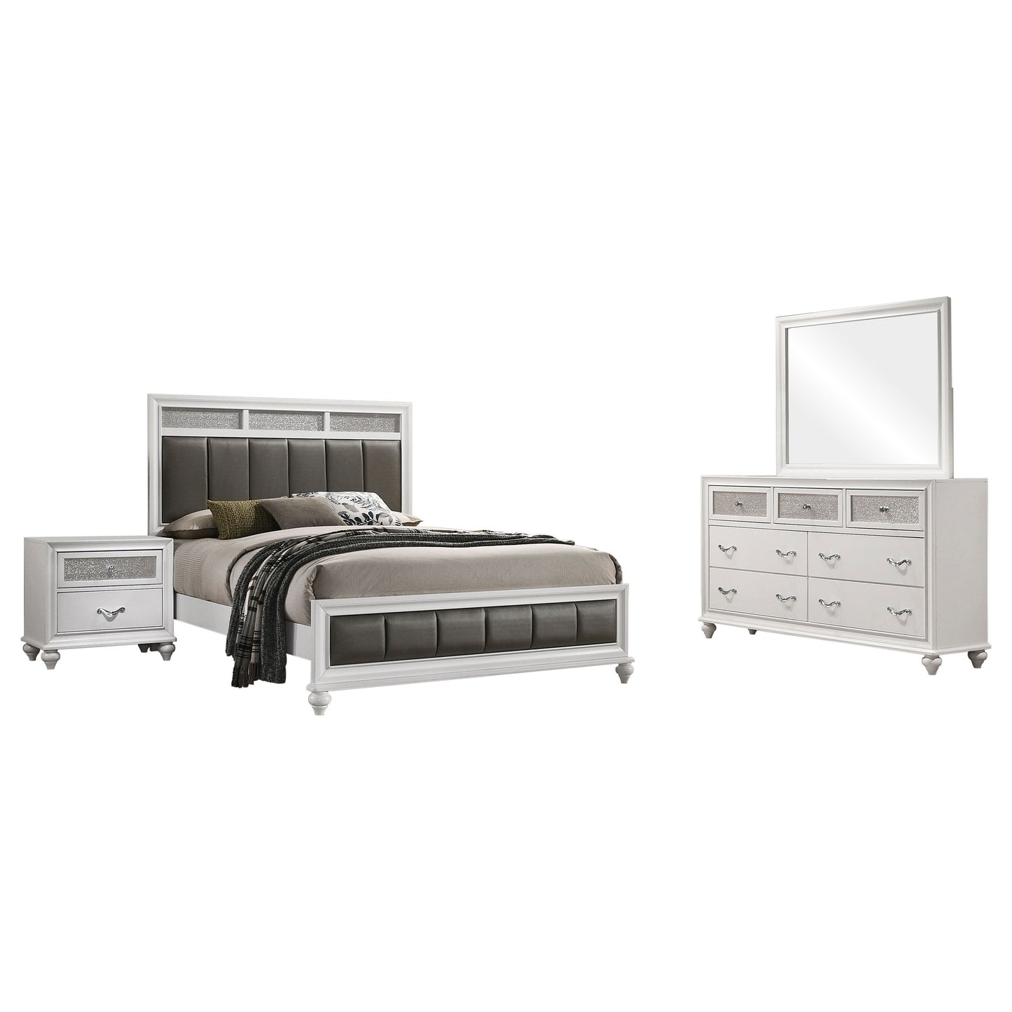 Barzini 4-piece California King Bedroom Set White