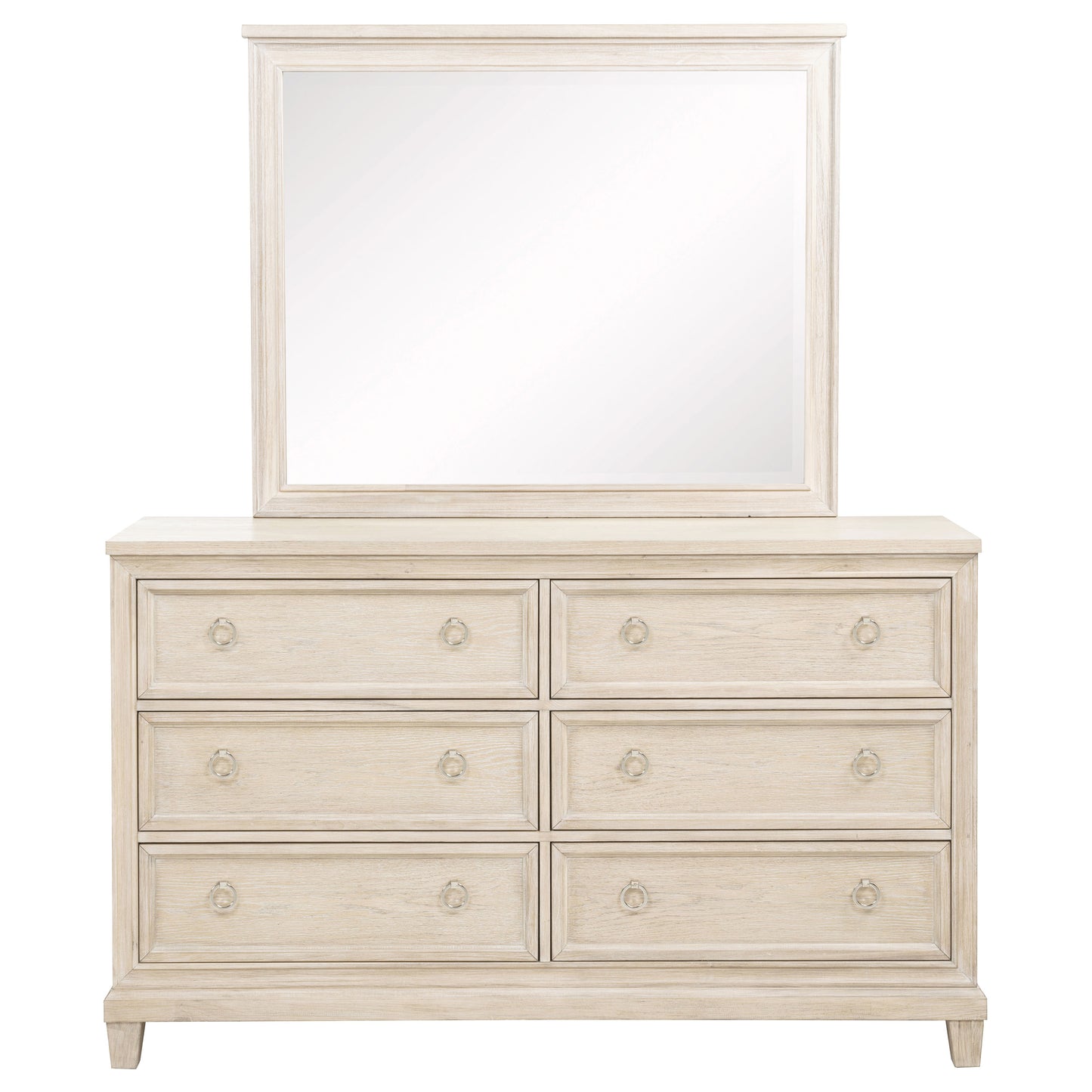 Pembroke 6-drawer Bedroom Dresser with Mirror Washed Oak