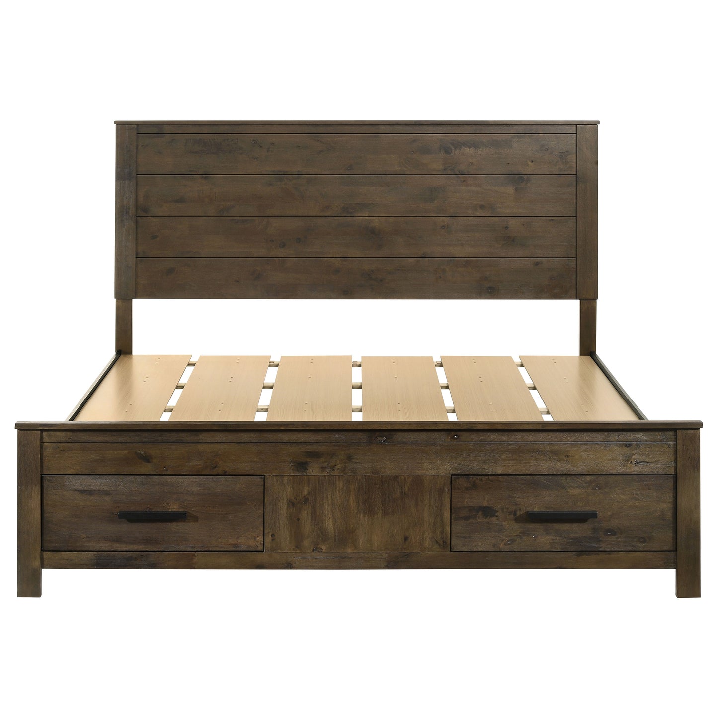 Woodmont Eastern King Storage Bed Rustic Golden Brown