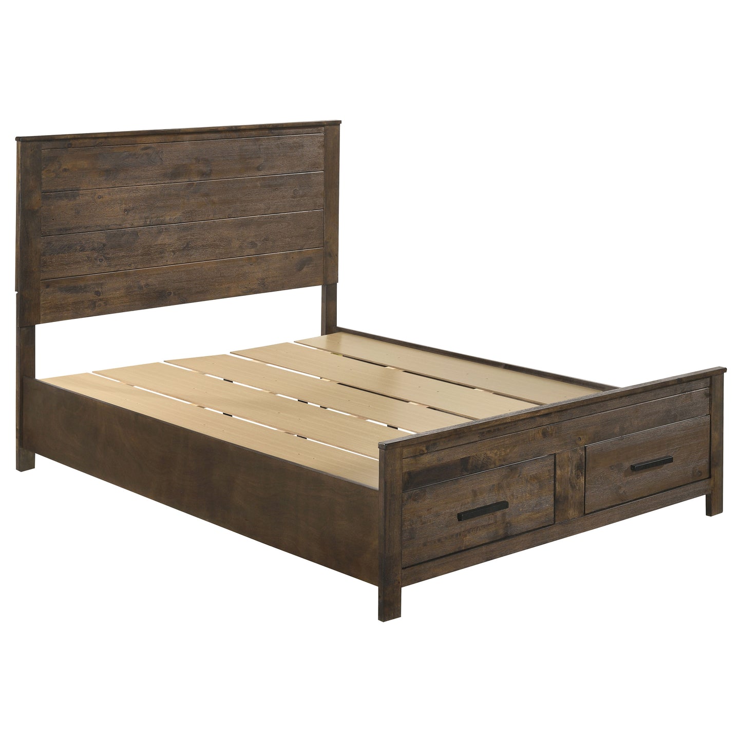 Woodmont Wood Queen Storage Panel Bed Rustic Golden Brown