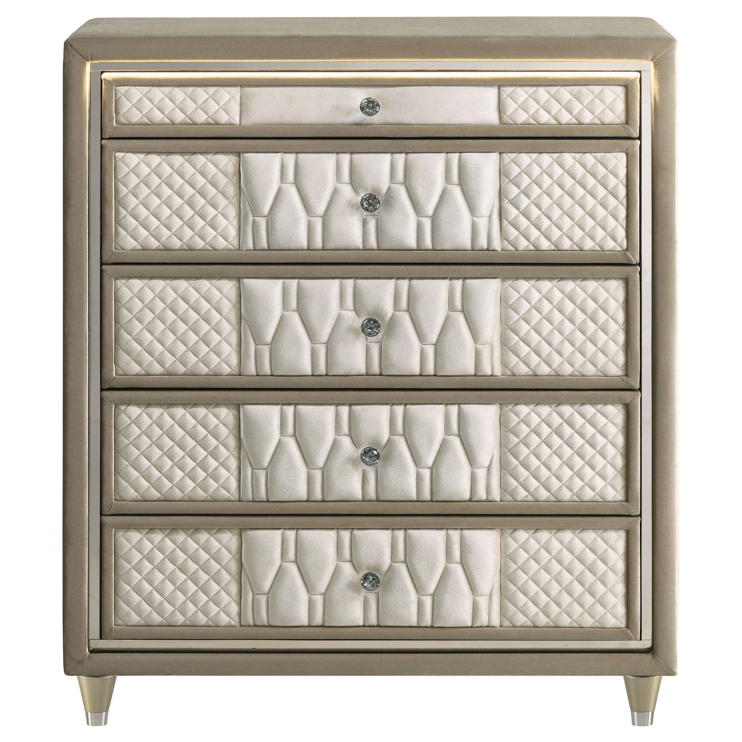 Lorient 5-drawer LED Chest of Drawers Ivory and Camel