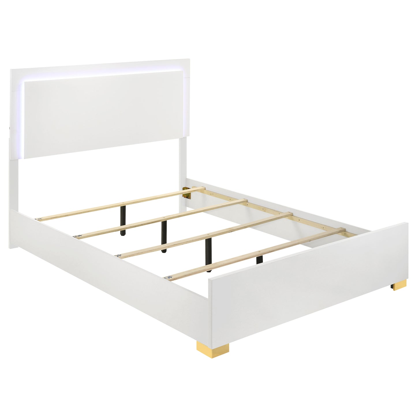 Marceline Wood Full LED Panel Bed White