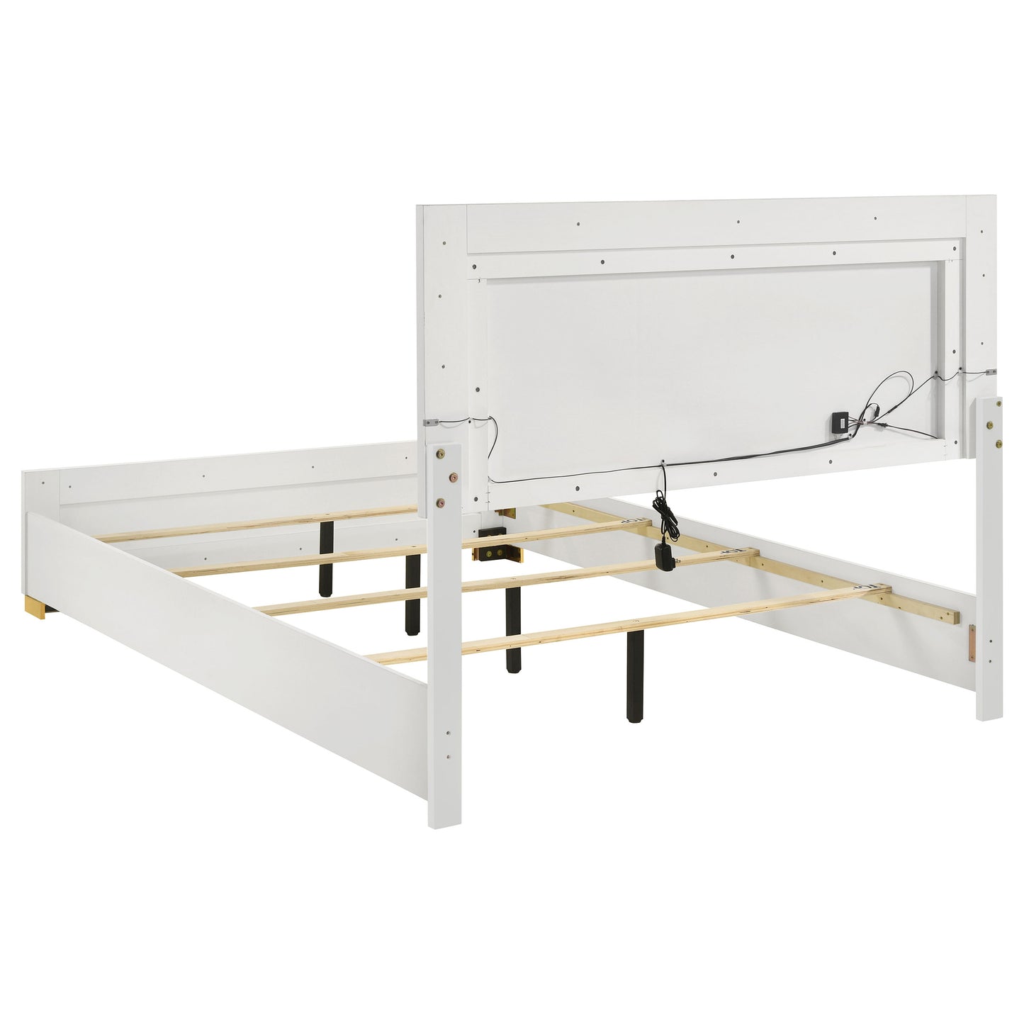 Marceline Wood Queen LED Panel Bed White