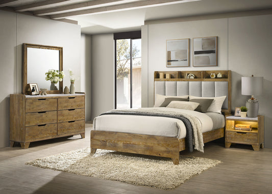 Henderson 4-piece Eastern King Bedroom Set Medium Oak
