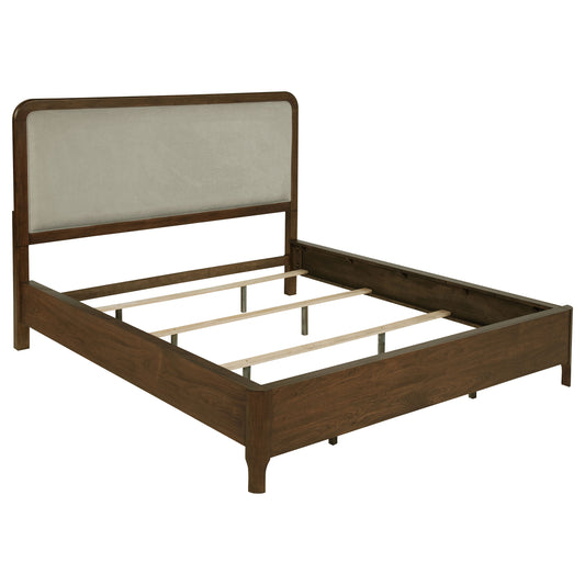 Maderia 57-inch Upholstered California King Panel Bed Walnut