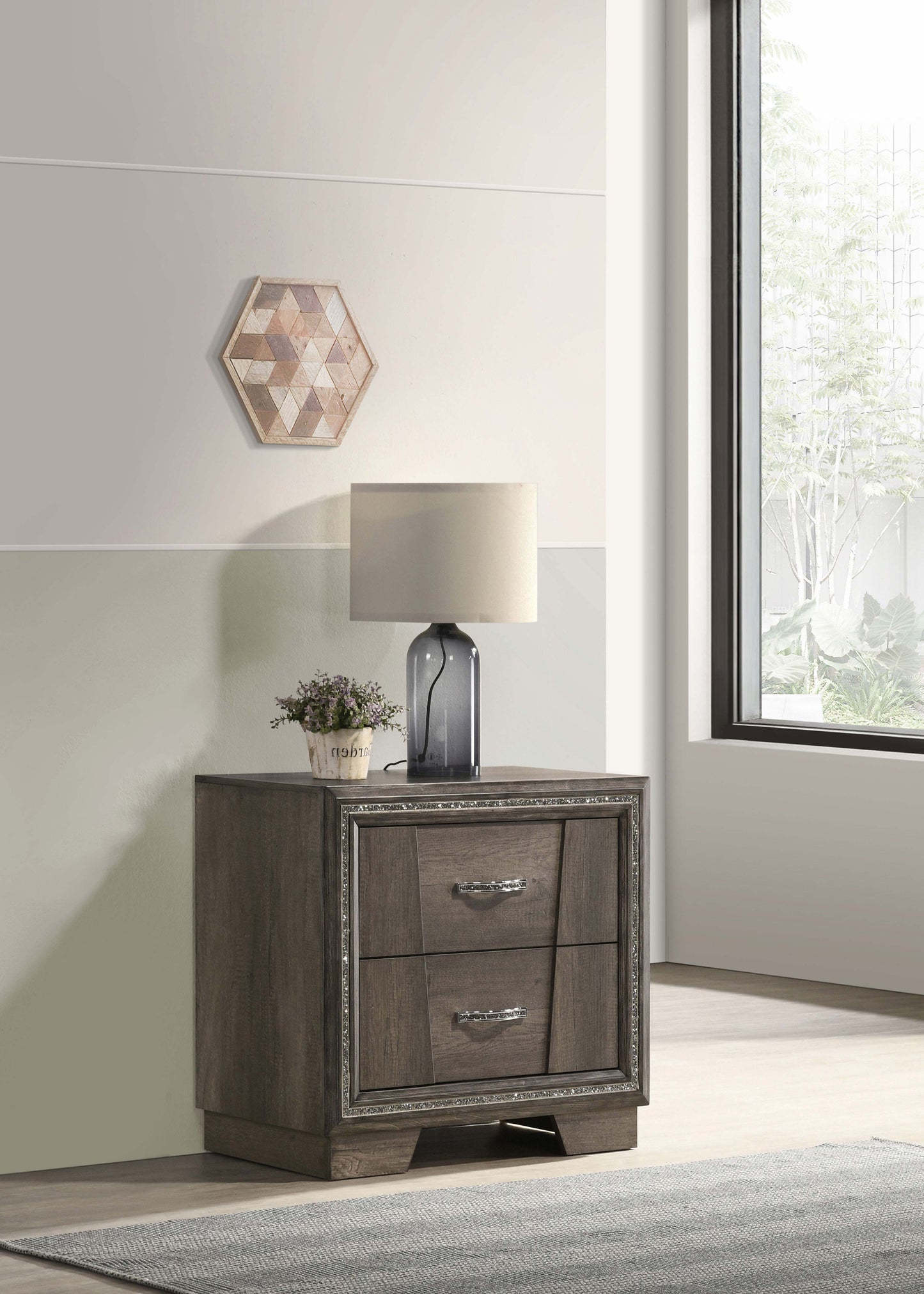 Janine 2-drawer Nightstand Bedside Table Grey