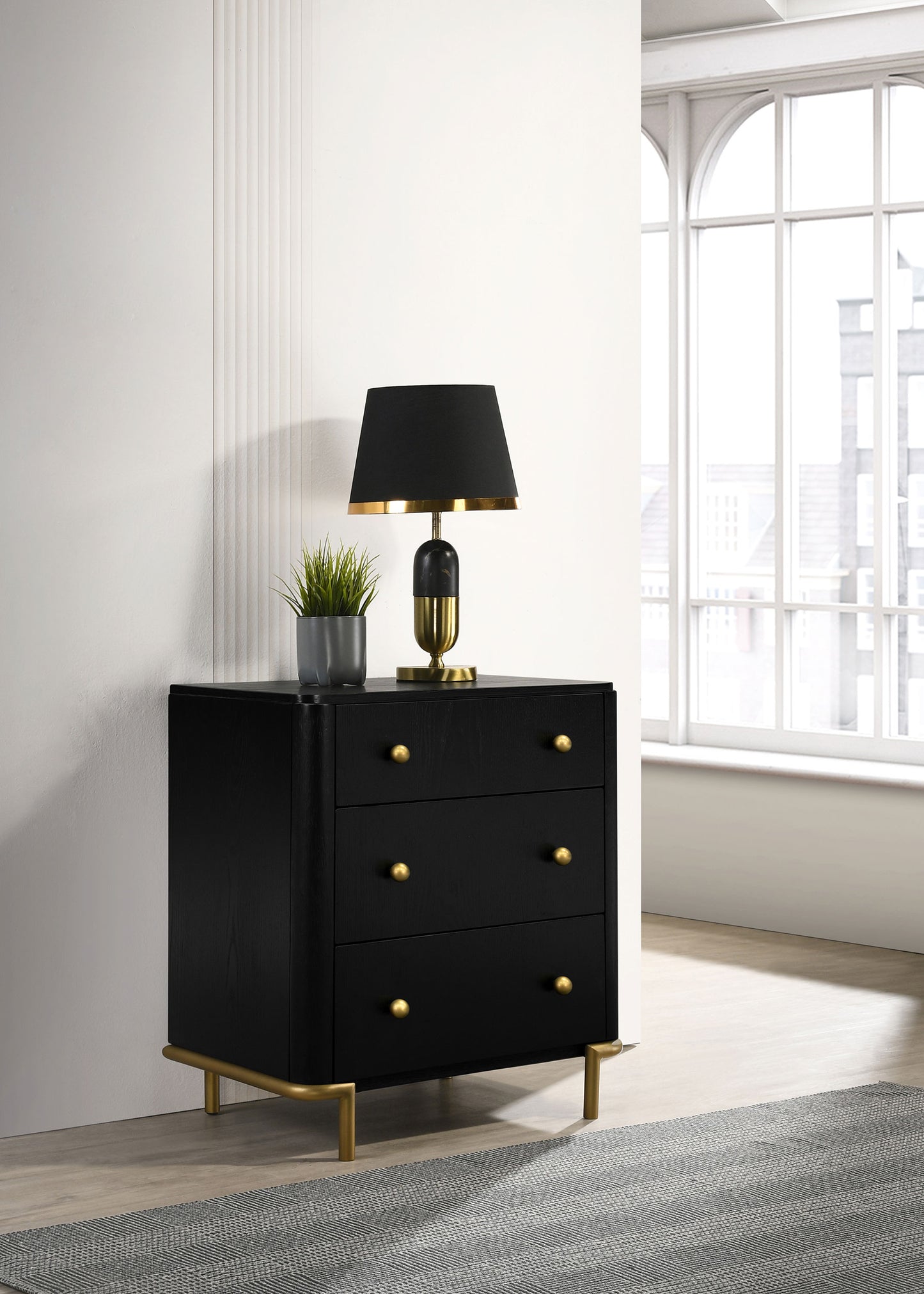 Arini 3-drawer Nightstand Black