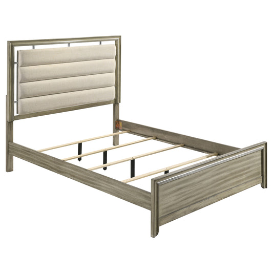 Giselle Wood California King Panel Bed Rustic Beige