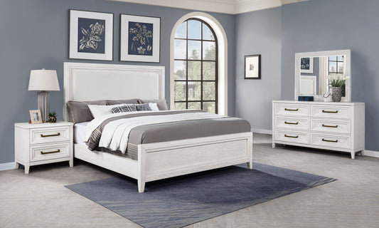 Marielle 4-piece Eastern King Bedroom Set Distressed White