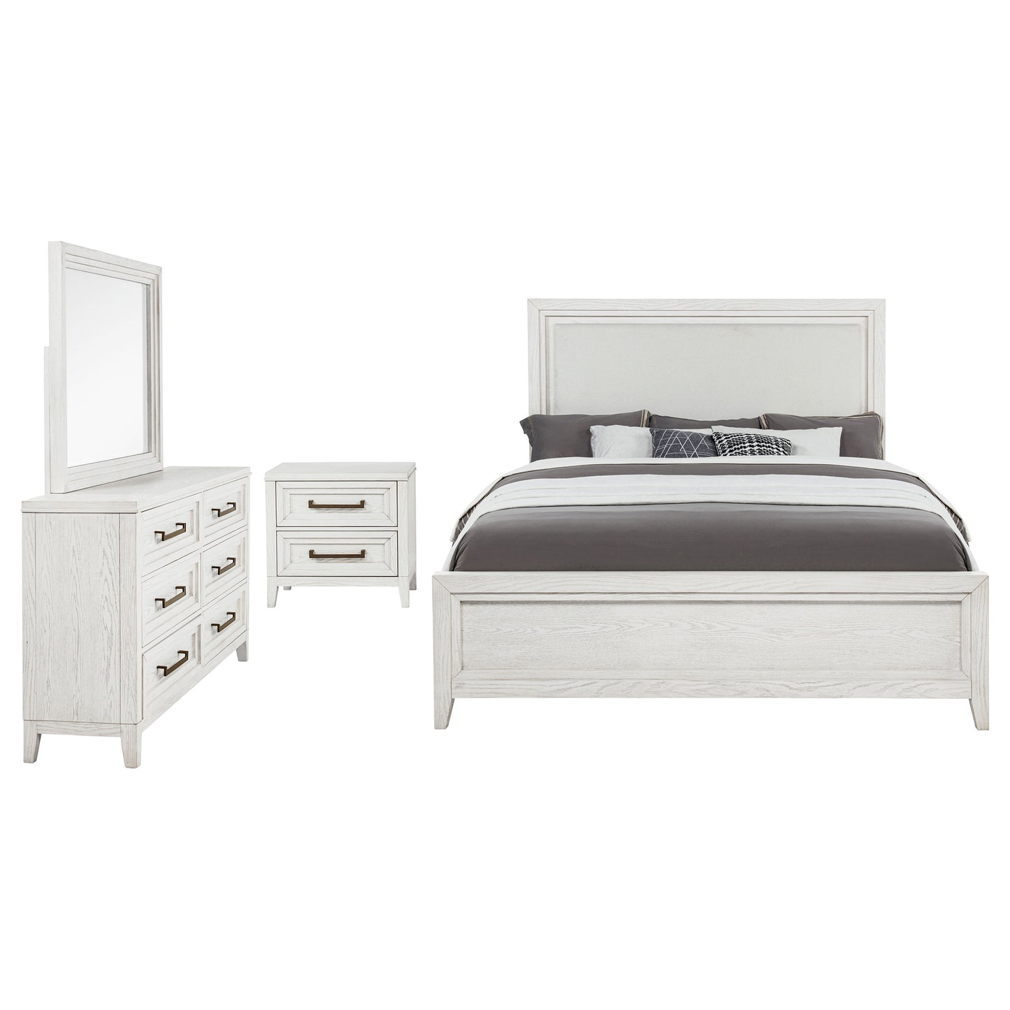 Marielle 4-piece Eastern King Bedroom Set Distressed White