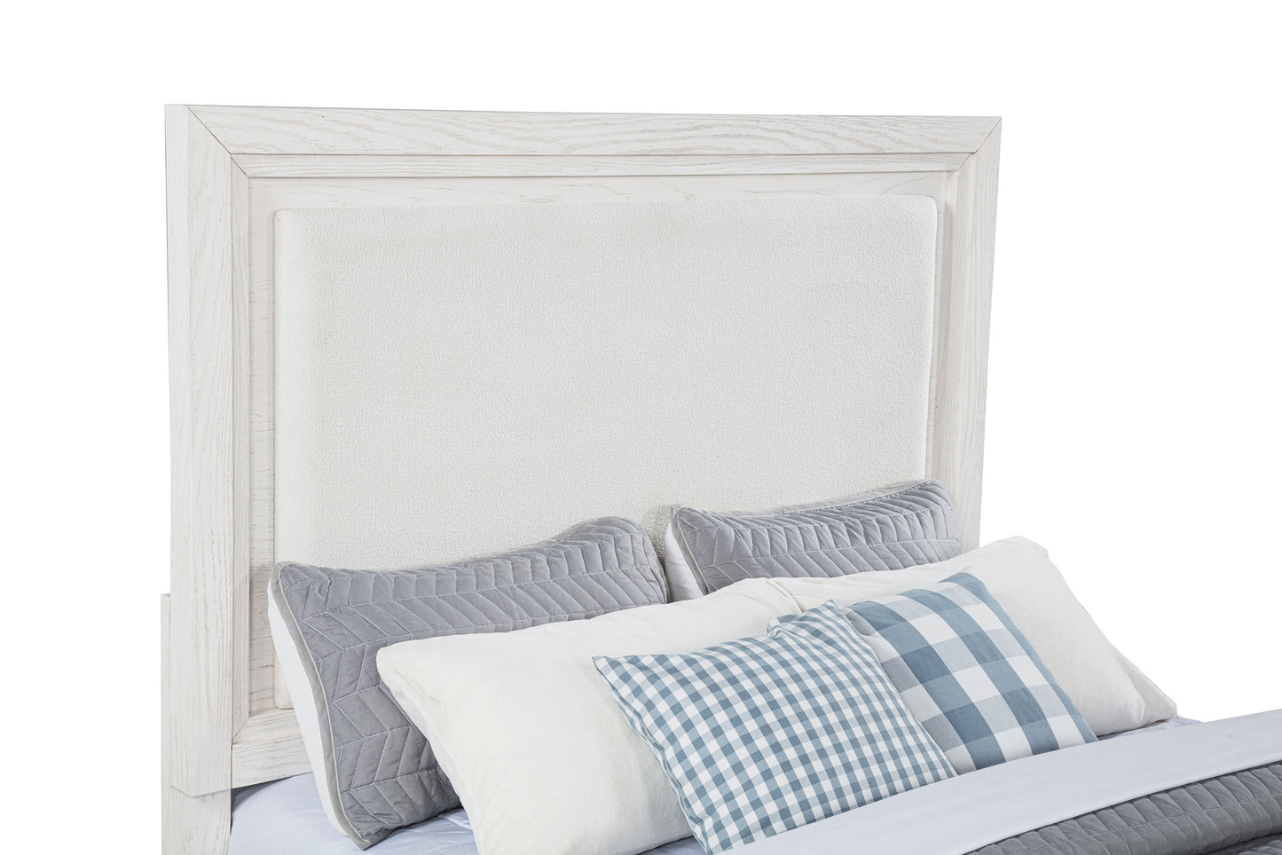 Marielle Queen Upholstered Panel Bed Distressed White