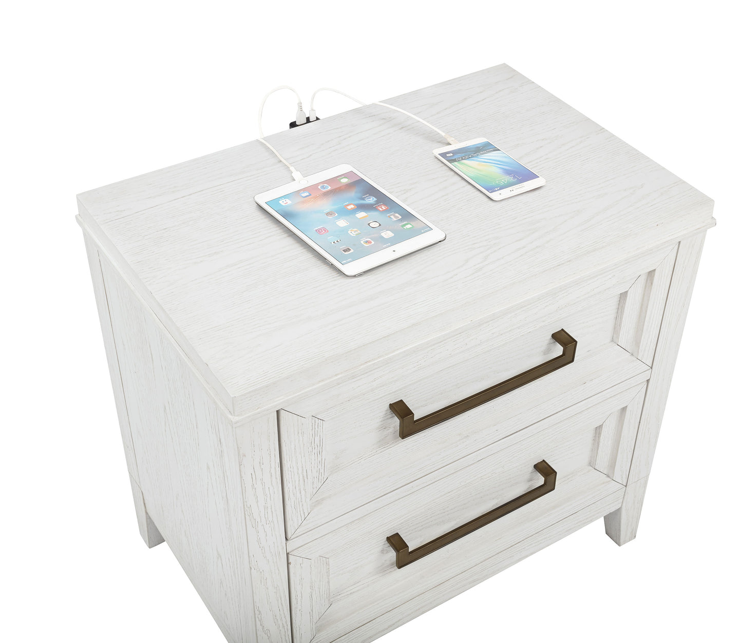 Marielle 2-drawer Nightstand Bedside Table Distressed White