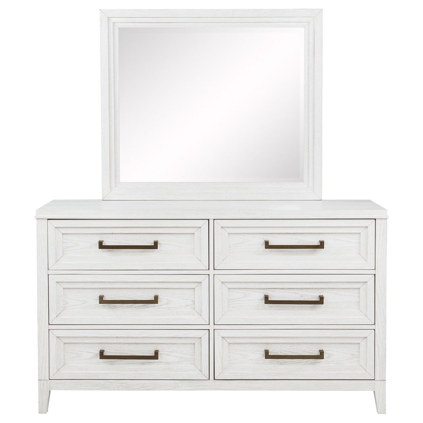 Marielle 6-drawer Dresser with Mirror Distressed White