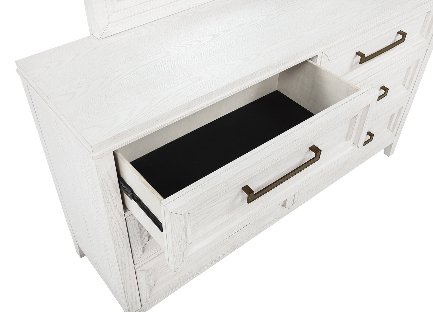 Marielle 6-drawer Dresser with Mirror Distressed White