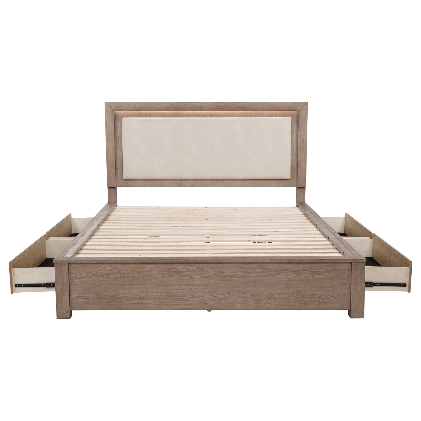 Kenora 56-inch California King LED Storage Bed Barley Brown