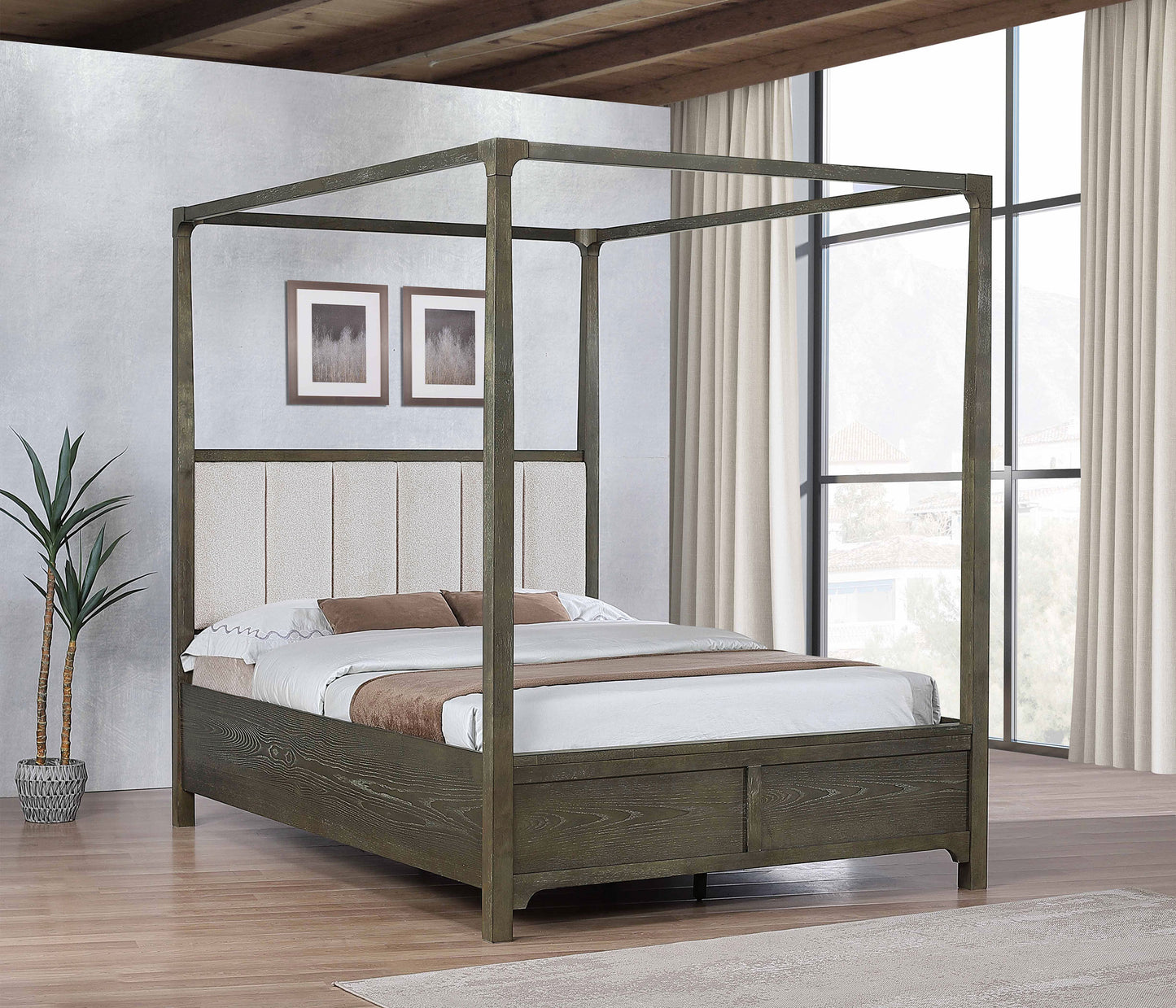 Gran Park Queen Canopy Bed Dark Cocoa