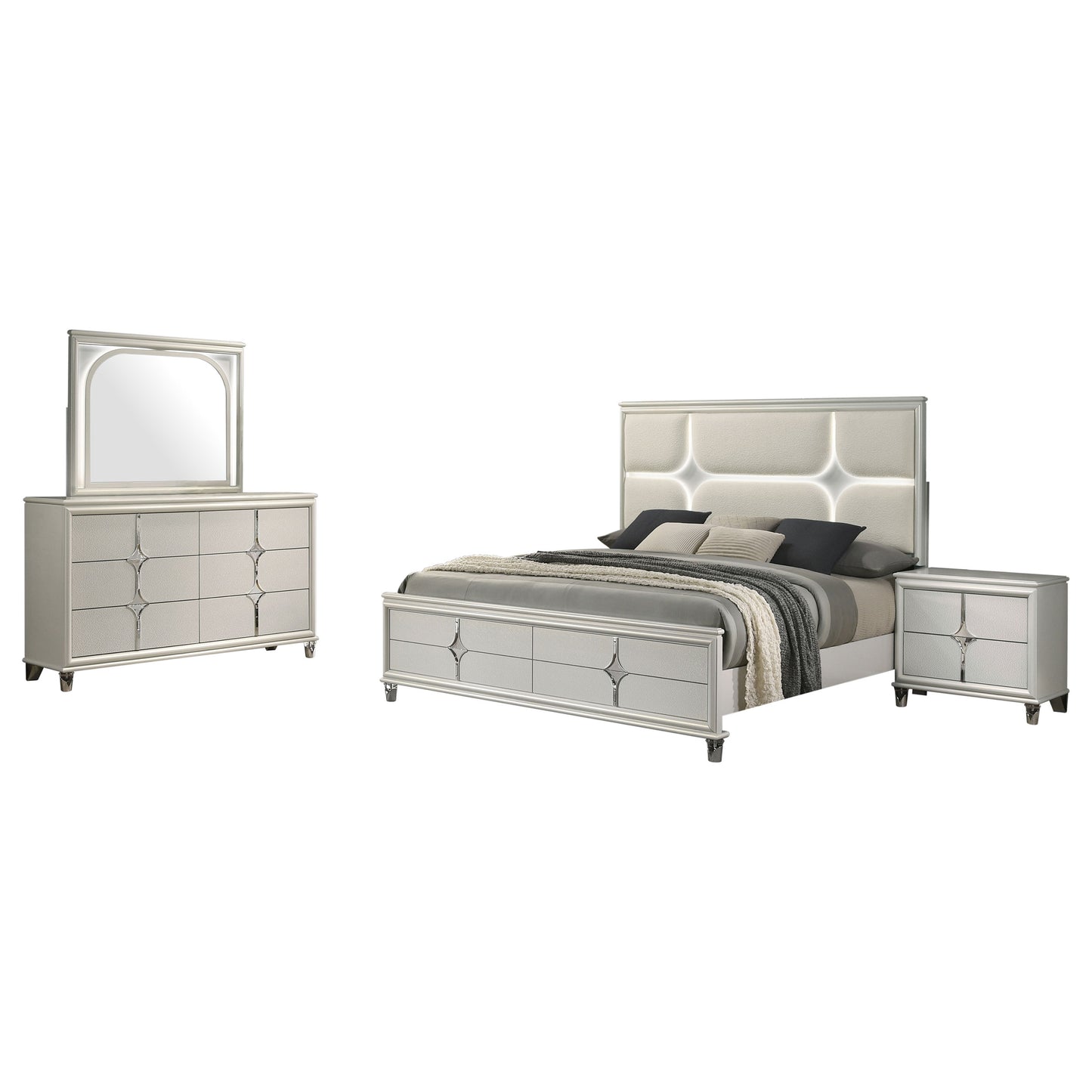 Olivia 4-piece Queen Bedroom Set Pearl White