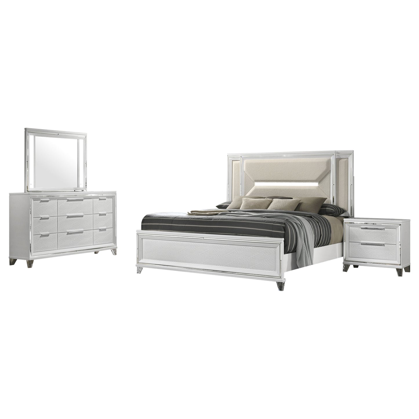 Marmore 4-piece Eastern King Bedroom Set White