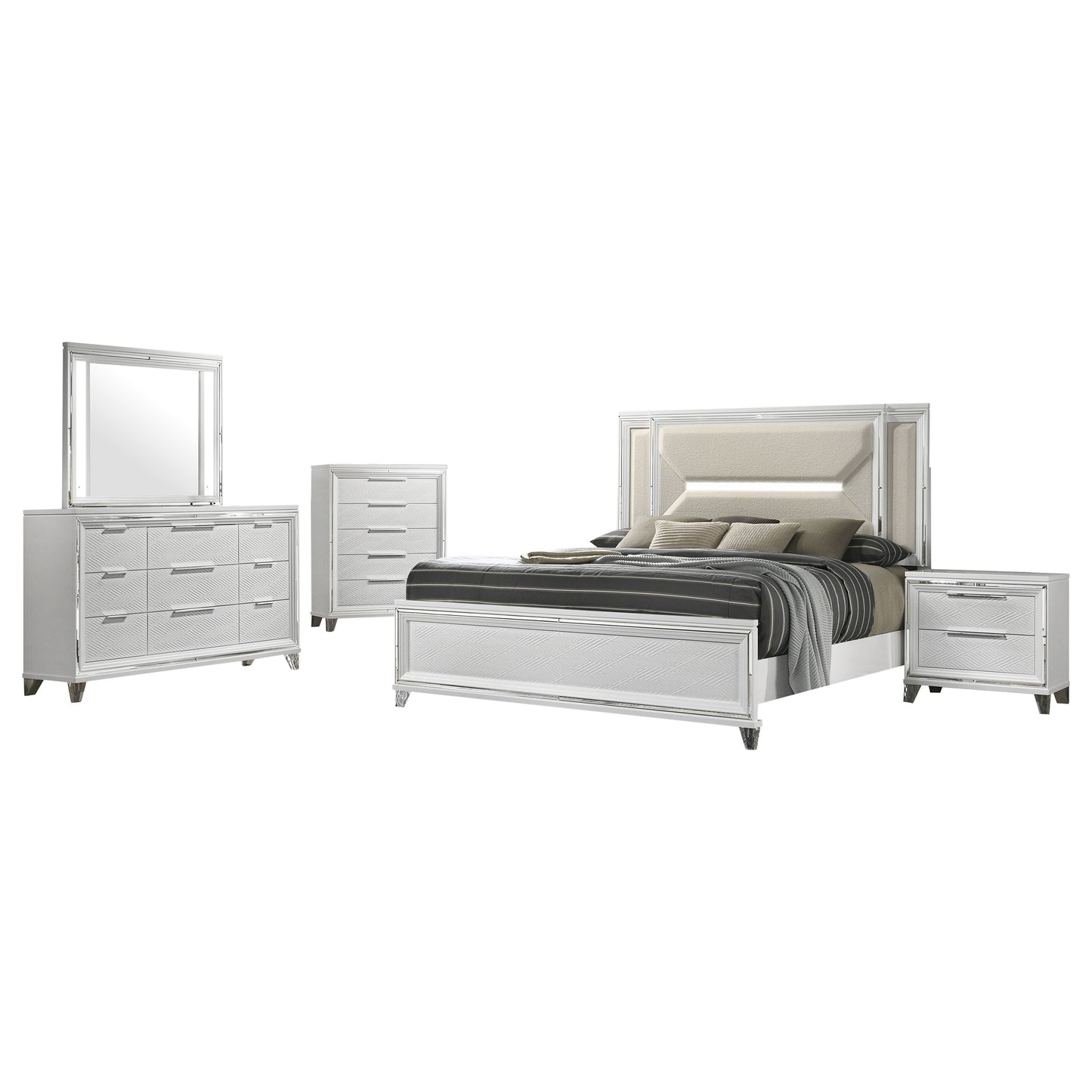 Marmore 5-piece Eastern King Bedroom Set White