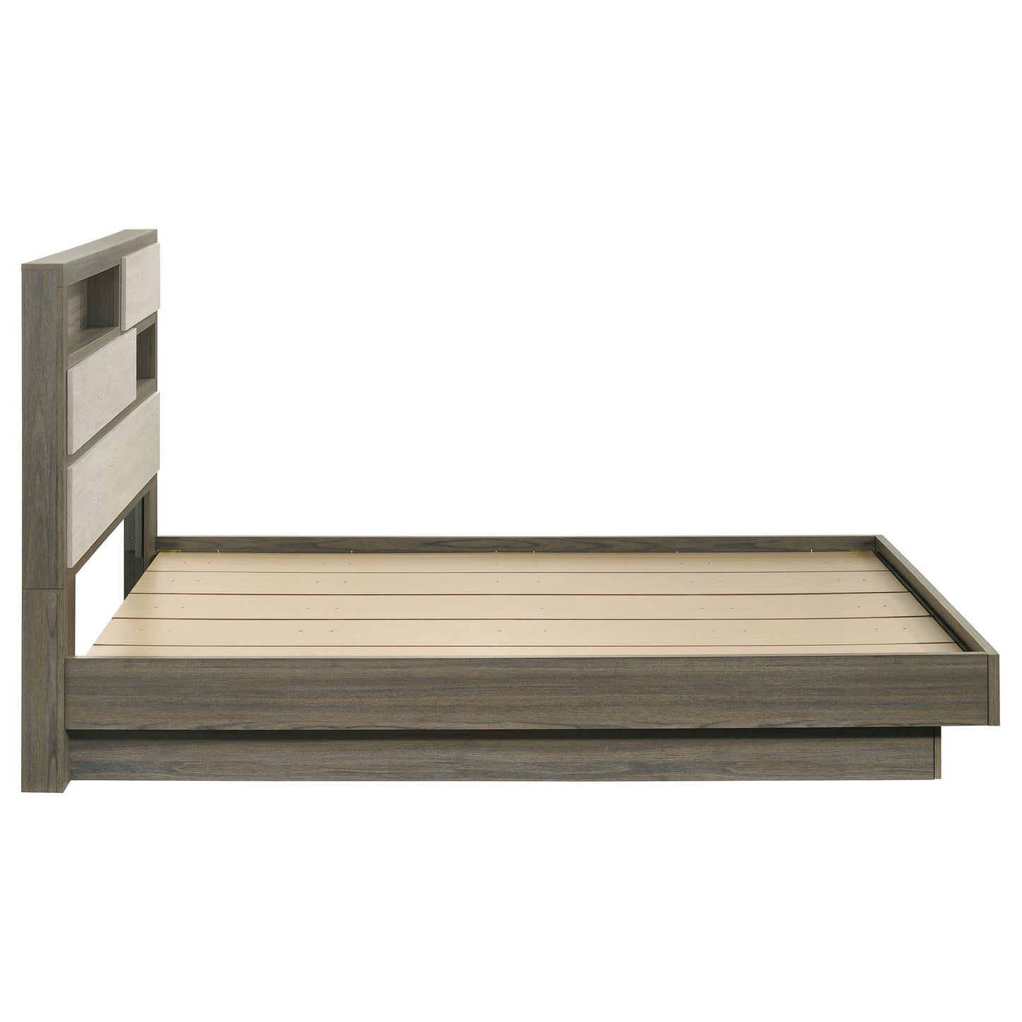 Fenwick Queen Bed Bookcase Headboard Grey Oak