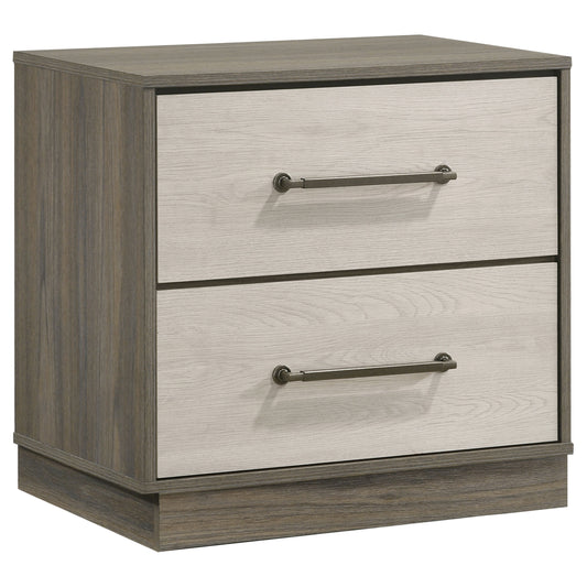 Fenwick 2-drawer Nightstand Bedside Table Grey Oak