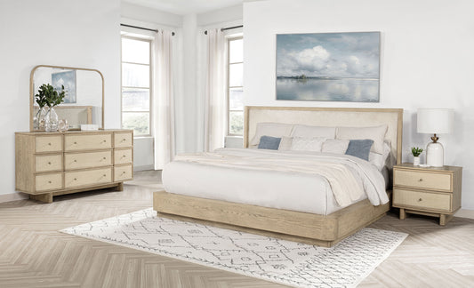 Kailani 4-piece Eastern King Bedroom Set Beige Oak