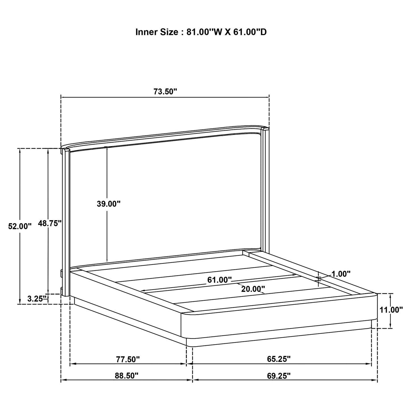 Kailani 49-inch Queen Wingback Bed Beige Oak
