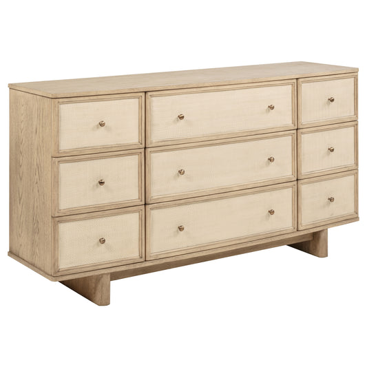 Kailani 9-drawer Dresser Cabinet Beige Oak